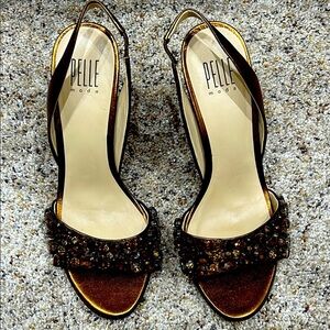 Pelle Moda 4” copper bronze heels sz 7-1/2m